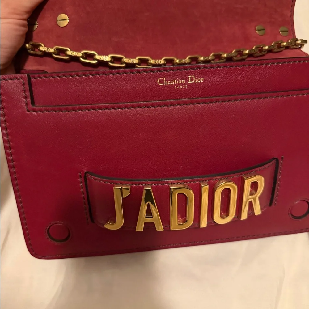 Dior J'Adior Burgundy Leather Crossbody Bag